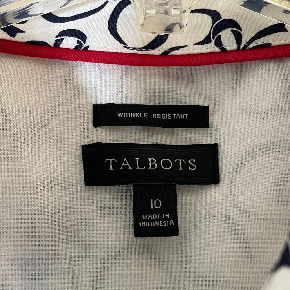 NEW! Talbots Wrinkle-Resistant Black & White Ribbon Print Shirt. 10. - Picture 3 of 8